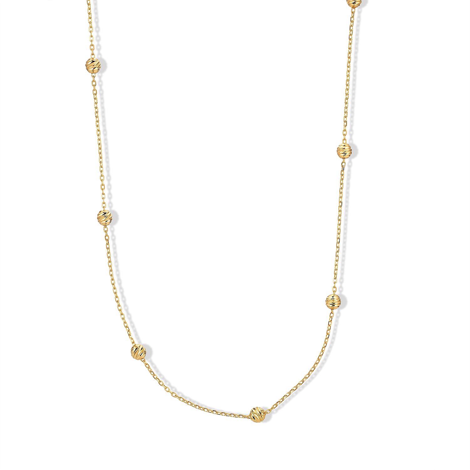 Italian 0.6mm Station Round JZ LN Necklace in 14K Yellow Gold Over Sterling Silver 18 Inches 3.07 Grams