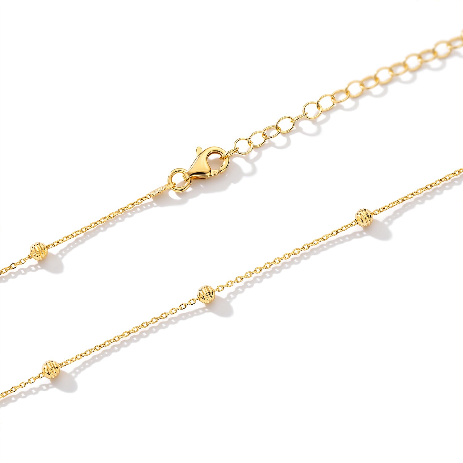 Italian 0.6mm Station Round JZ LN Necklace in 14K Yellow Gold Over Sterling Silver 18 Inches 3.07 Grams