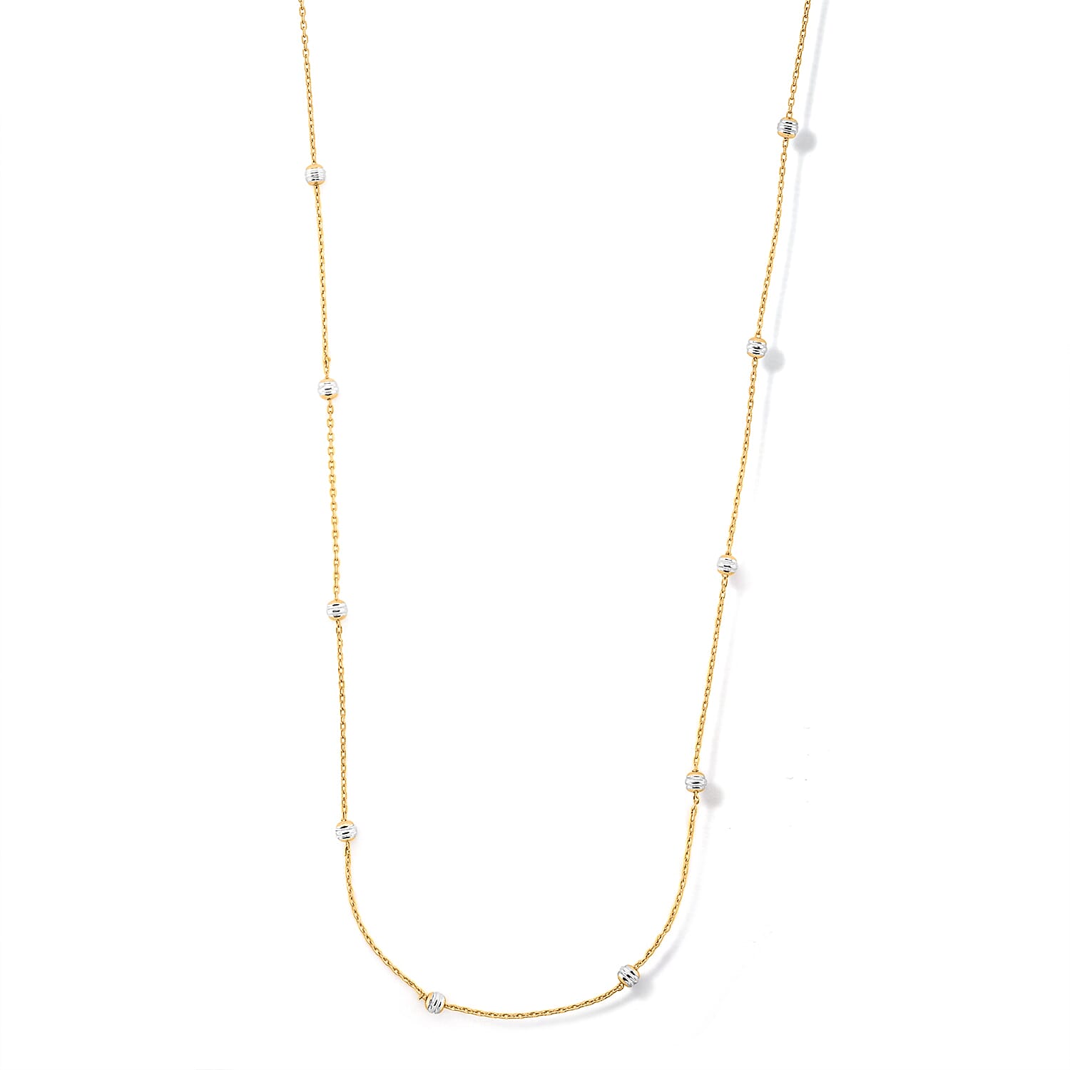 Italian 0.6mm Station Round Necklace in 14K YG Over and Sterling Silver 18 Inches 3.07 Grams
