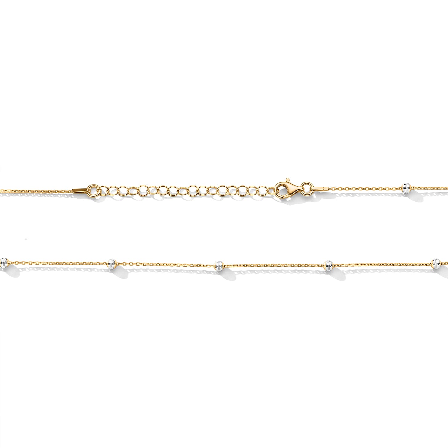 Italian 0.6mm Station Round Necklace in 14K YG Over and Sterling Silver 18 Inches 3.07 Grams
