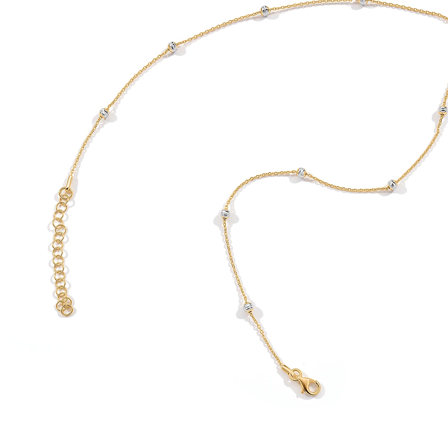 Italian 0.6mm Station Round Necklace in 14K YG Over and Sterling Silver 18 Inches 3.07 Grams