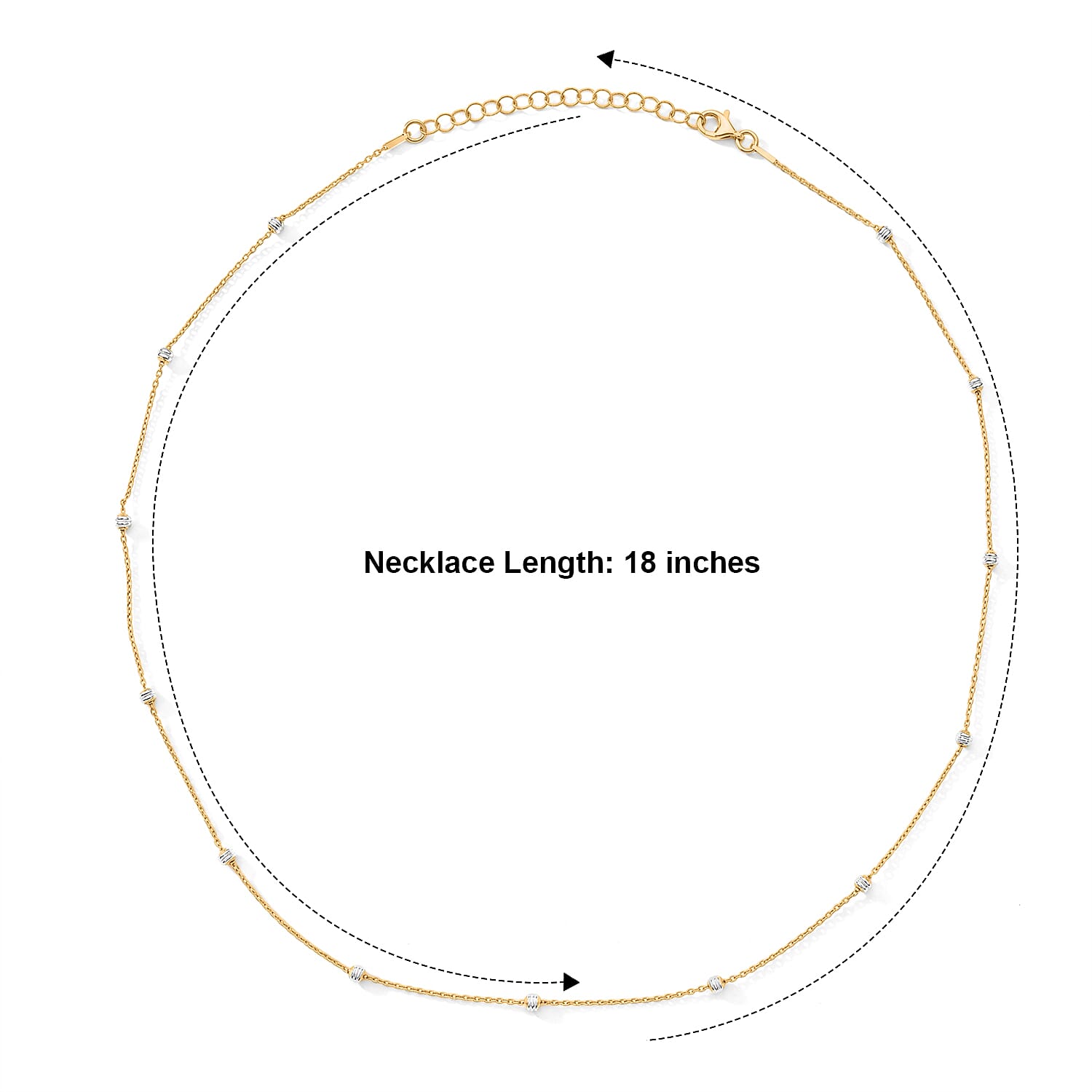 Italian 0.6mm Station Round Necklace in 14K YG Over and Sterling Silver 18 Inches 3.07 Grams