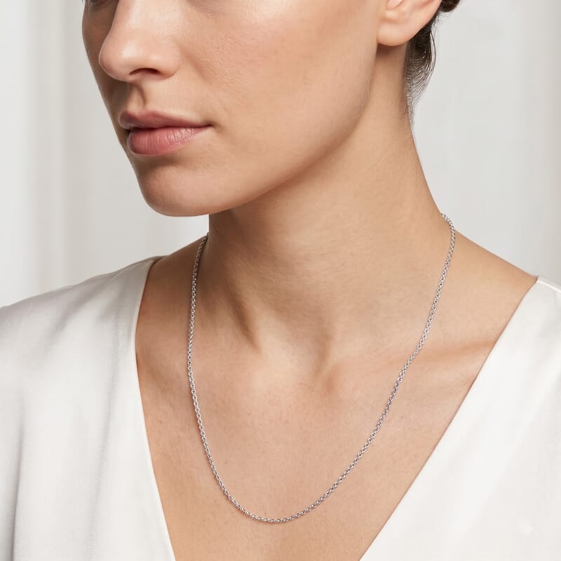Italian 1.4mm Brillantina Necklace in Rhodium Over Sterling Silver 18 Inches 1.99 Grams