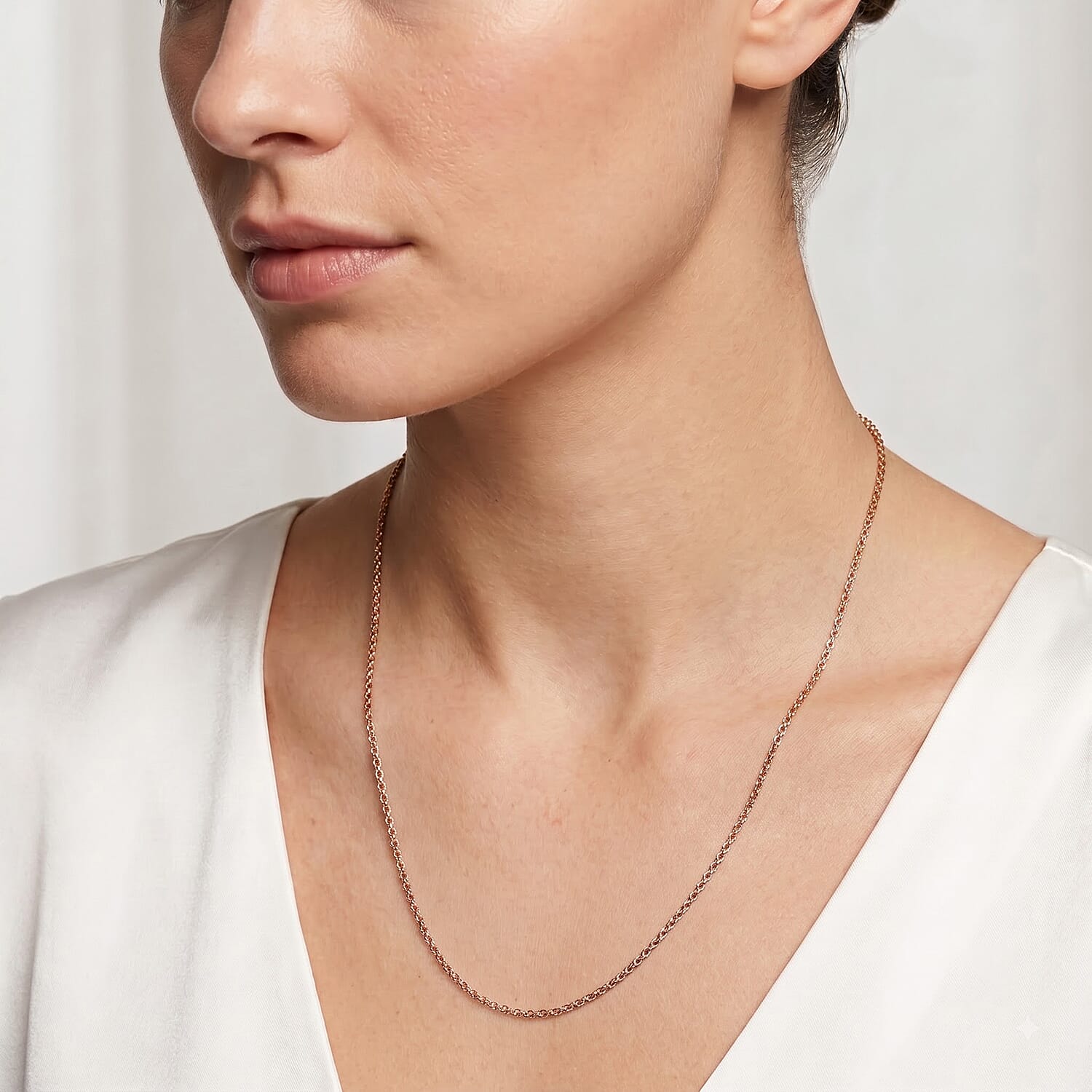Italian 1.4mm Brillantina Necklace in 14K Rose Gold Over Sterling Silver 18 Inches 1.99 Grams