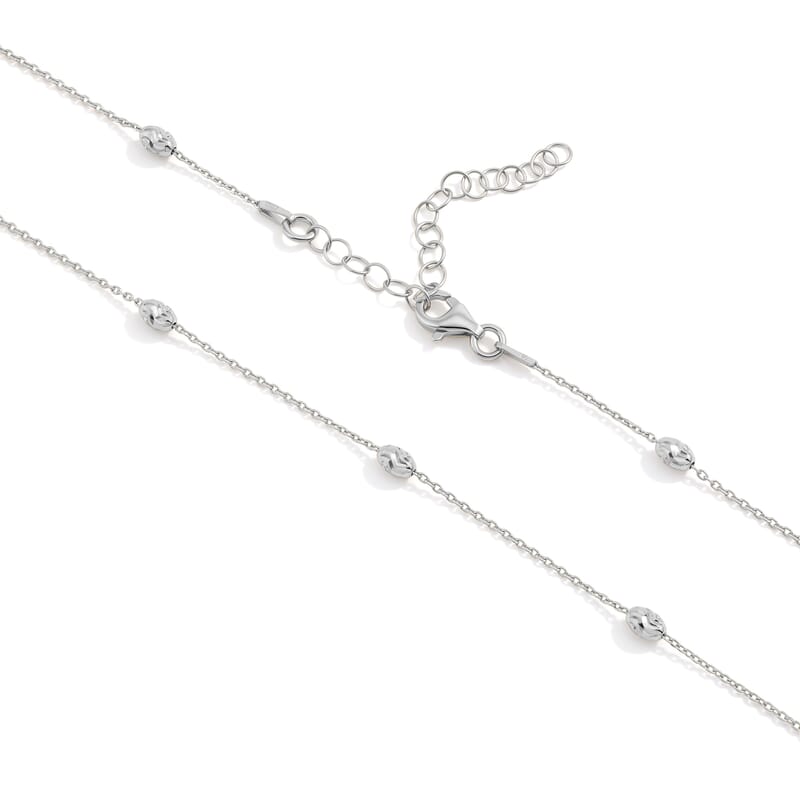 Italian 0.5mm Station Oval Typhoon Necklace in Rhodium Over Sterling Silver 18 Inches 3.27 Grams