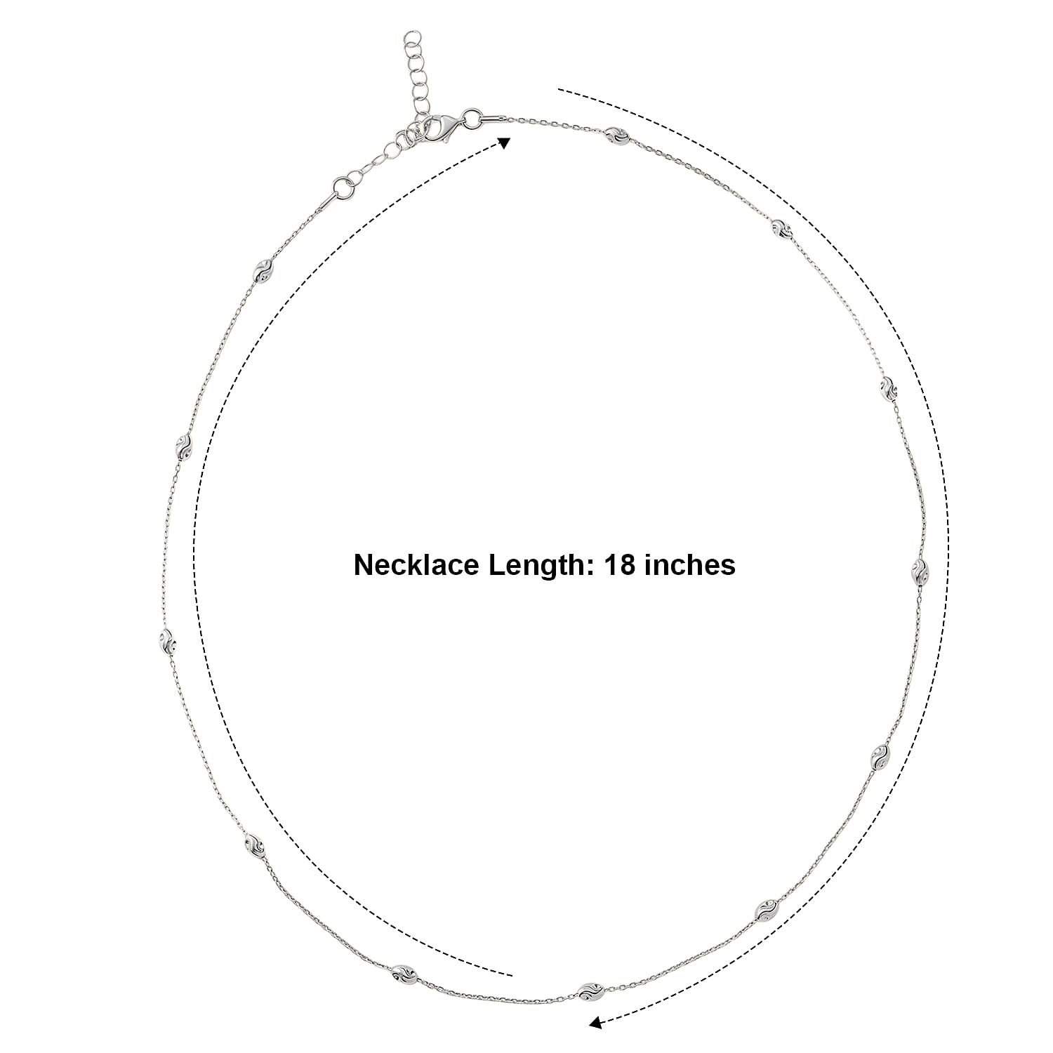Italian 0.5mm Station Oval Typhoon Necklace in Rhodium Over Sterling Silver 18 Inches 3.27 Grams