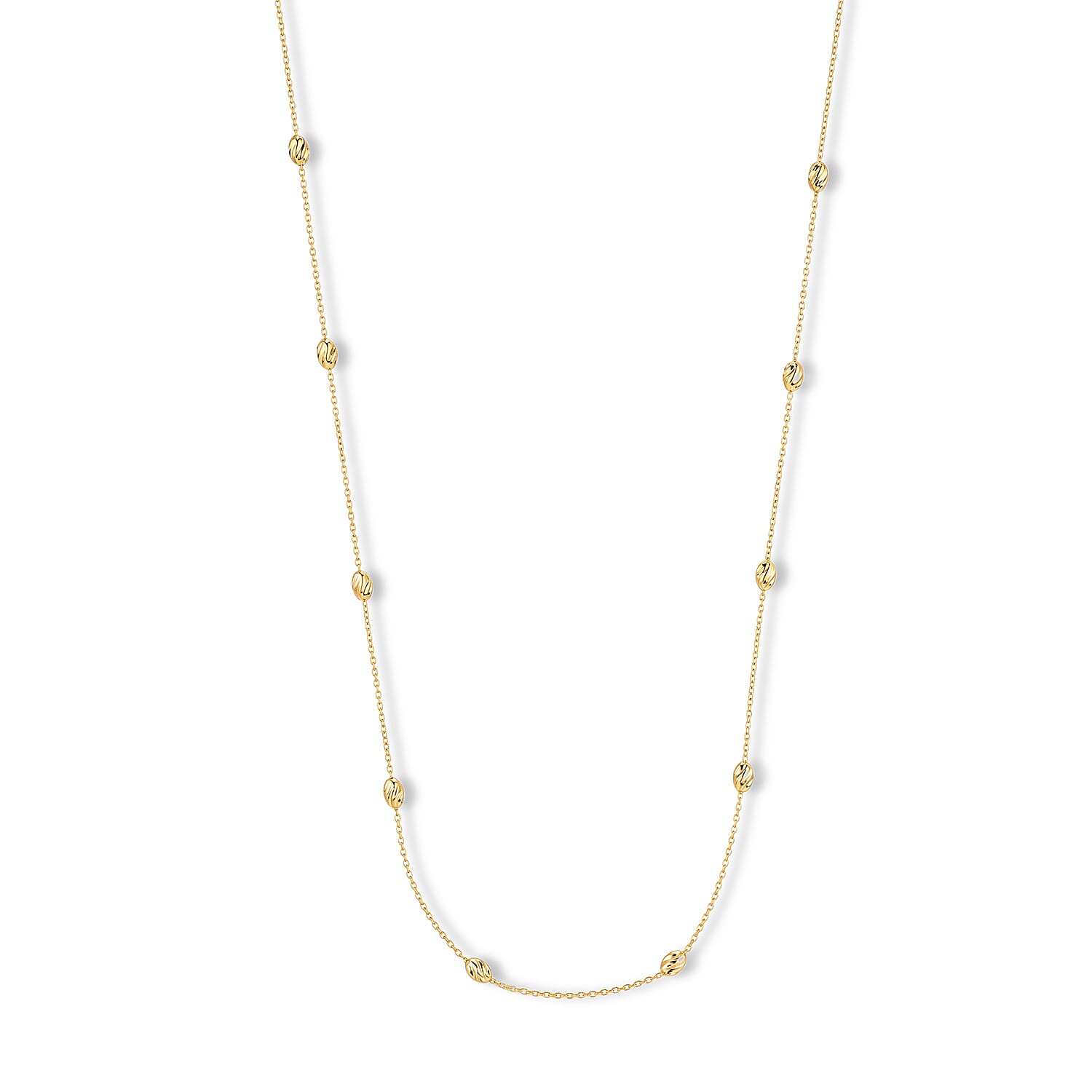 Italian 0.5mm Station Oval Typhoon LN Necklace in 14K Yellow Gold Over Sterling Silver 18 Inches 3.27 Grams