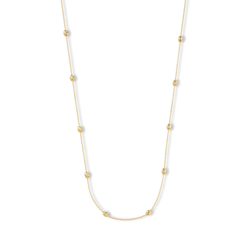 Italian 0.5mm Station Oval Typhoon LN Necklace in 14K Yellow Gold Over Sterling Silver 18 Inches 3.27 Grams