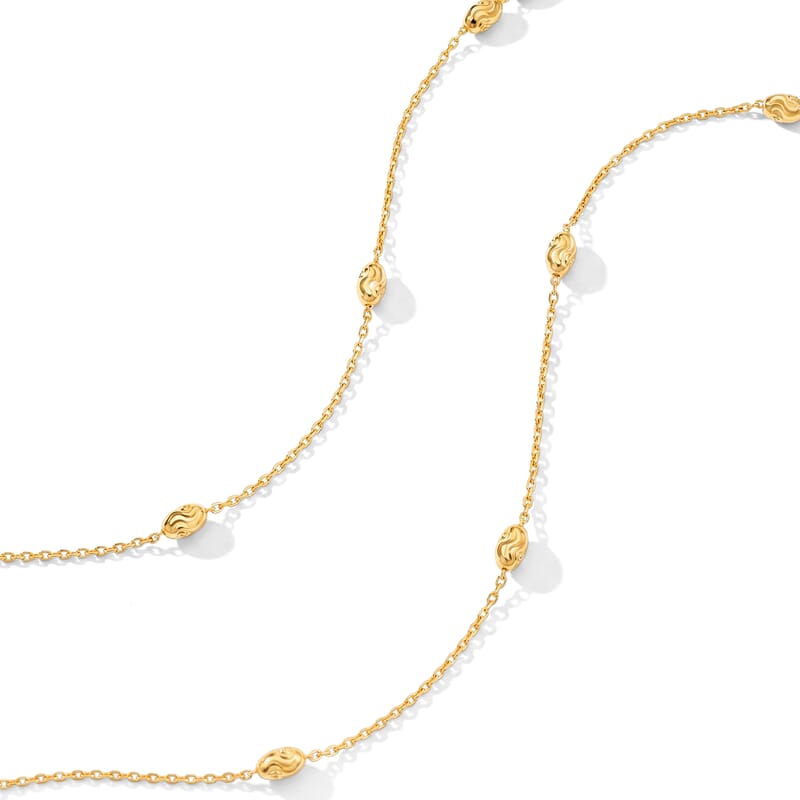 Italian 0.5mm Station Oval Typhoon LN Necklace in 14K Yellow Gold Over Sterling Silver 18 Inches 3.27 Grams