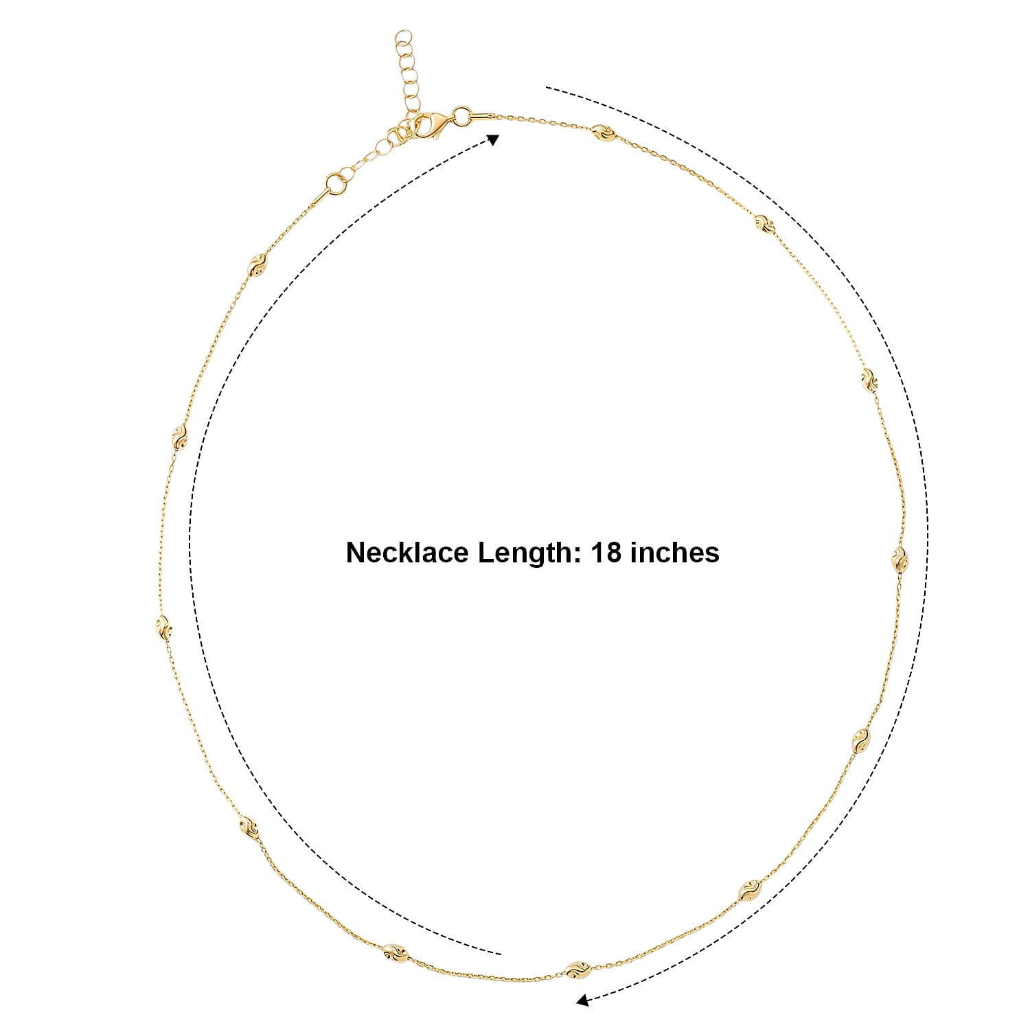 Italian 0.5mm Station Oval Typhoon LN Necklace in 14K Yellow Gold Over Sterling Silver 18 Inches 3.27 Grams