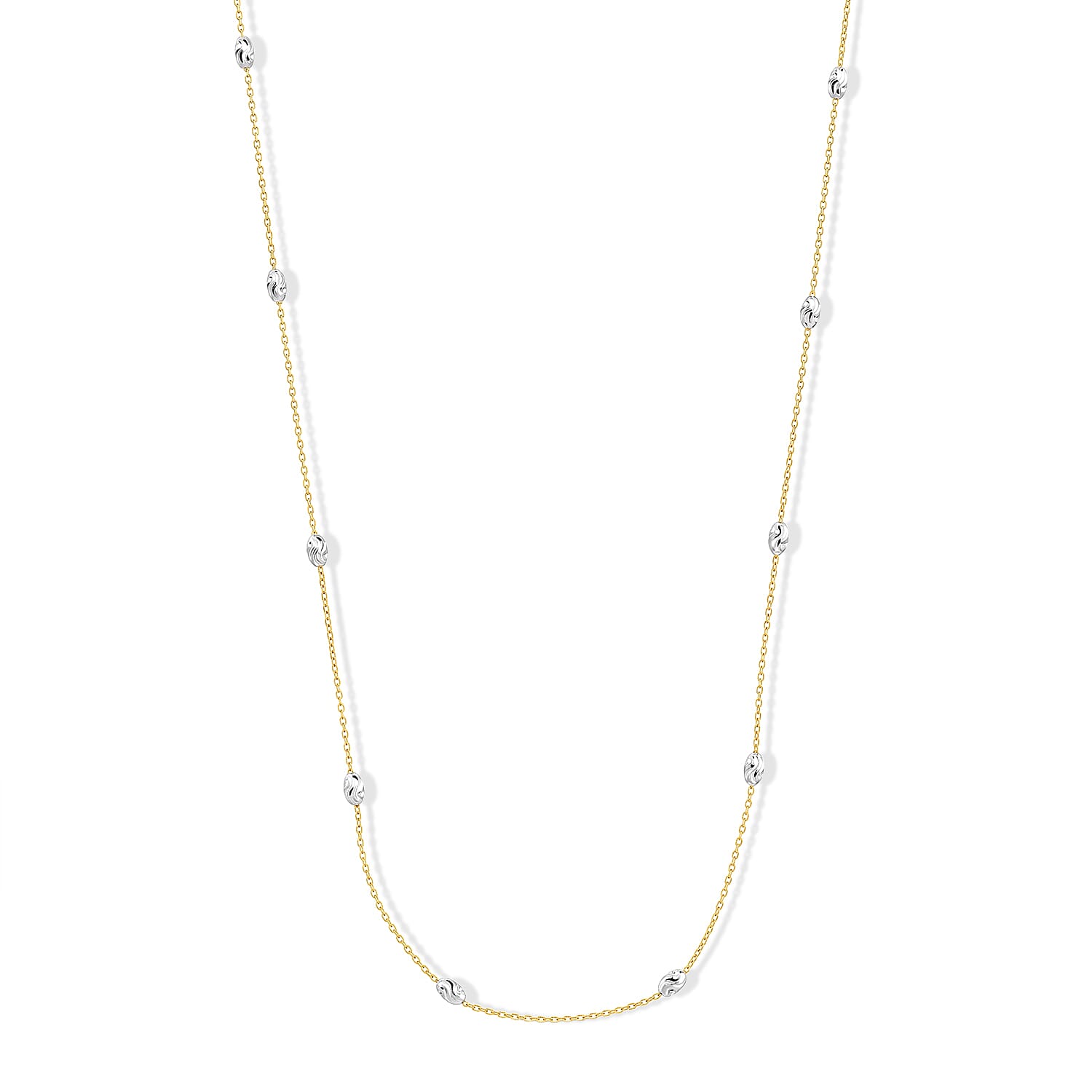 Italian 0.5mm Station Oval Typhoon Necklace in 14K Yellow Gold Over and Sterling Silver 18 Inches 3.27 Grams