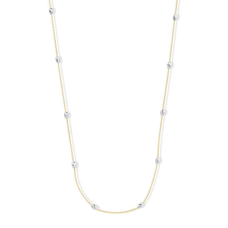 Italian 0.5mm Station Oval Typhoon Necklace in 14K Yellow Gold Over and Sterling Silver 18 Inches 3.27 Grams