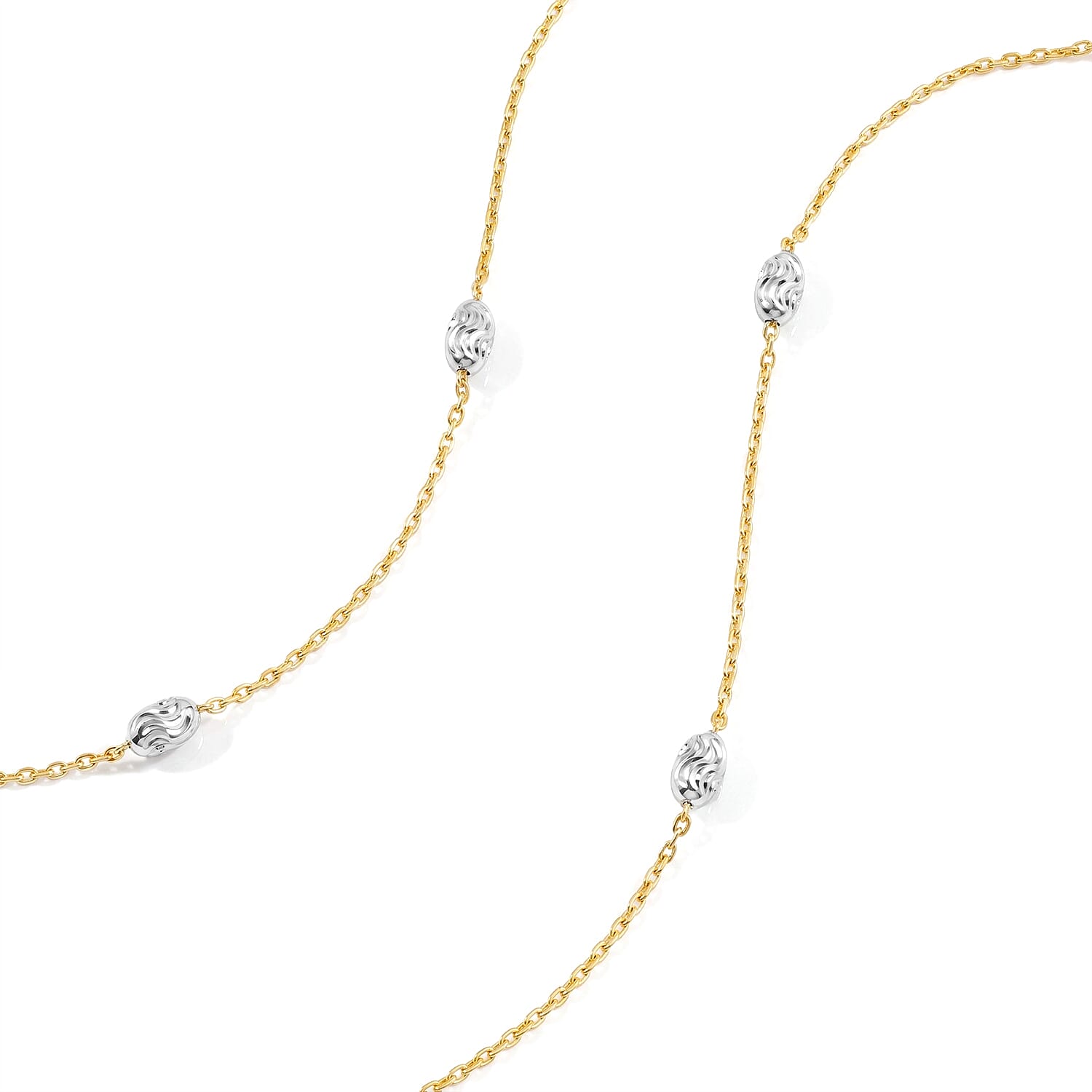 Italian 0.5mm Station Oval Typhoon Necklace in 14K Yellow Gold Over and Sterling Silver 18 Inches 3.27 Grams