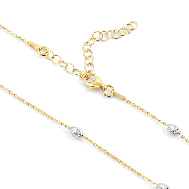 Italian 0.5mm Station Oval Typhoon Necklace in 14K Yellow Gold Over and Sterling Silver 18 Inches 3.27 Grams