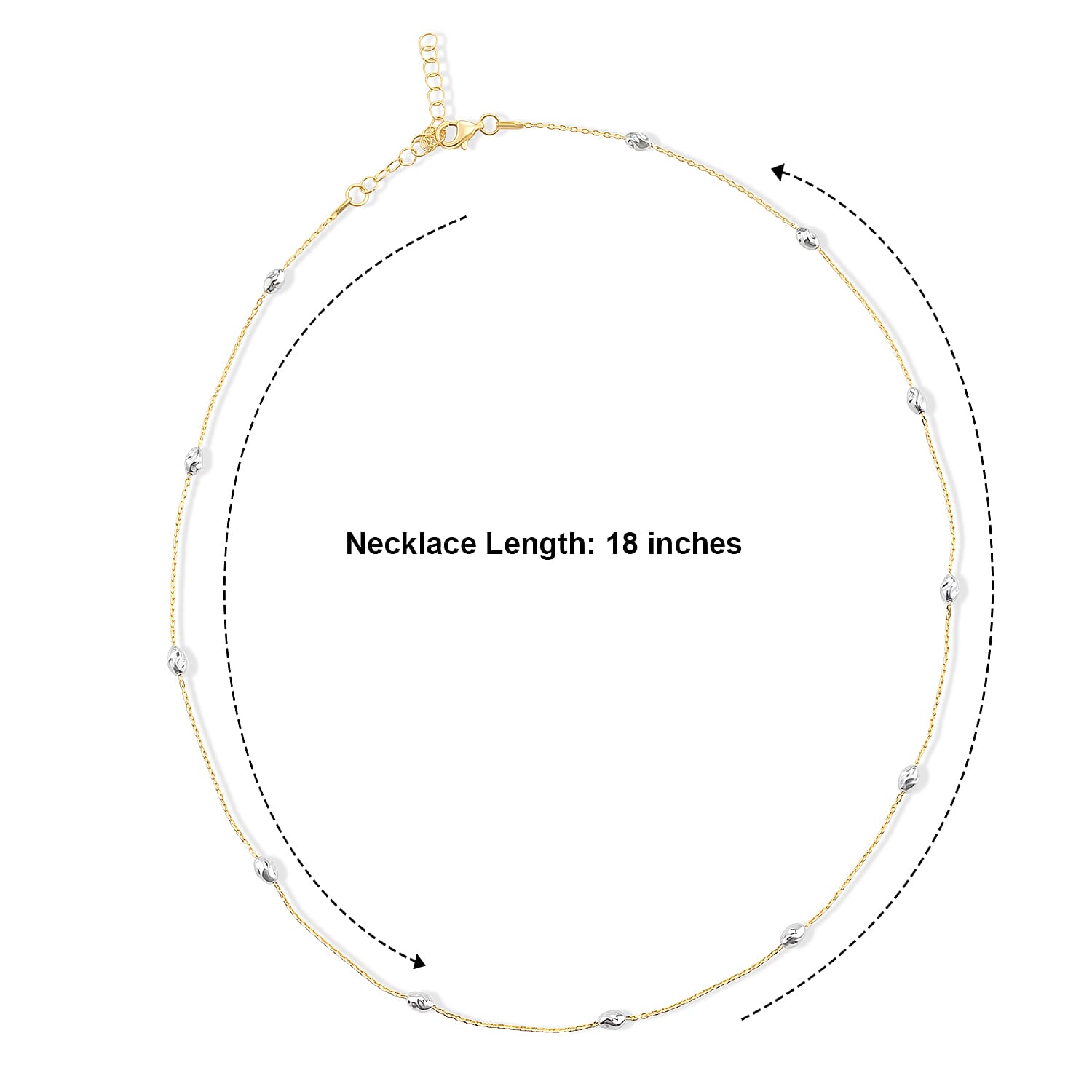 Italian 0.5mm Station Oval Typhoon Necklace in 14K Yellow Gold Over and Sterling Silver 18 Inches 3.27 Grams