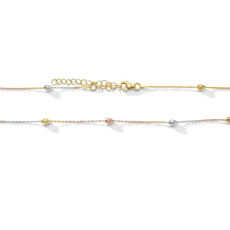 Italian 0.6mm Station Oval Typhoon Necklace in Tritone Plated Sterling Silver 18 Inches 4.37 Grams