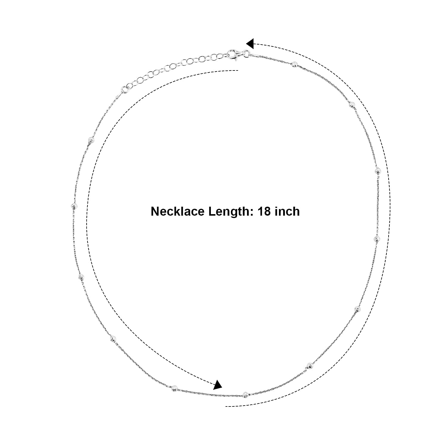 Italian 0.5mm Station Round Jianzi Necklace in Rhodium Over Sterling Silver 18 Inches 3.27 Grams
