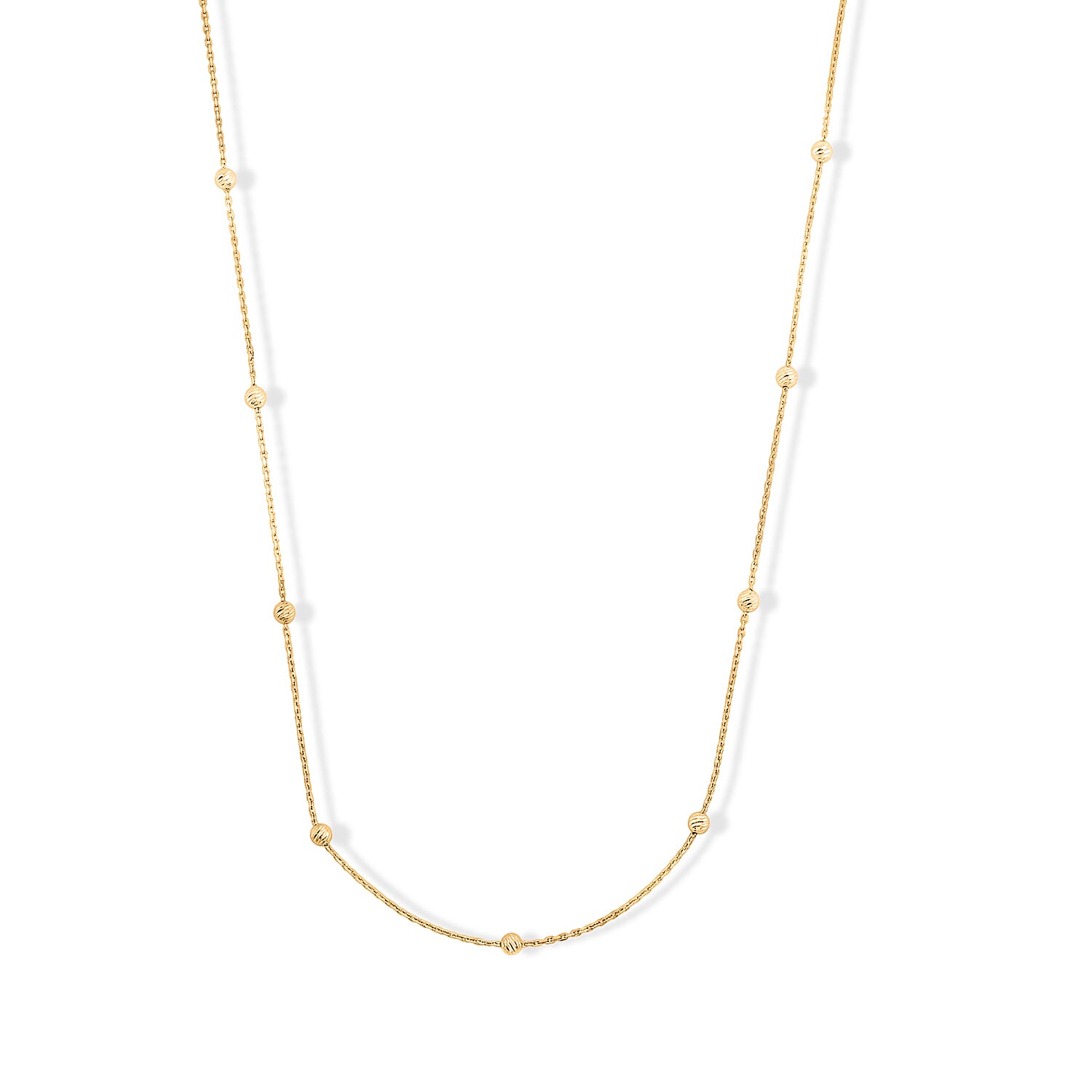 Italian 0.5mm Station Round Jianzi Necklace in 14K Yellow Gold Over Sterling Silver 18 Inches 3.27 Grams