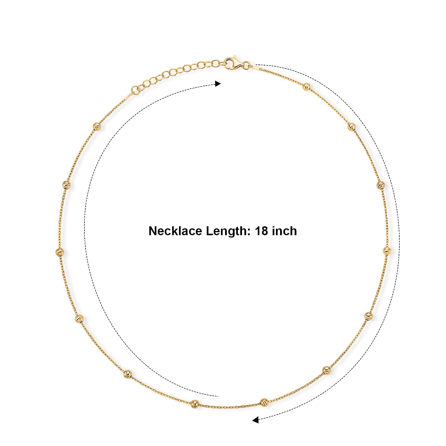 Italian 0.5mm Station Round Jianzi Necklace in 14K Yellow Gold Over Sterling Silver 18 Inches 3.27 Grams