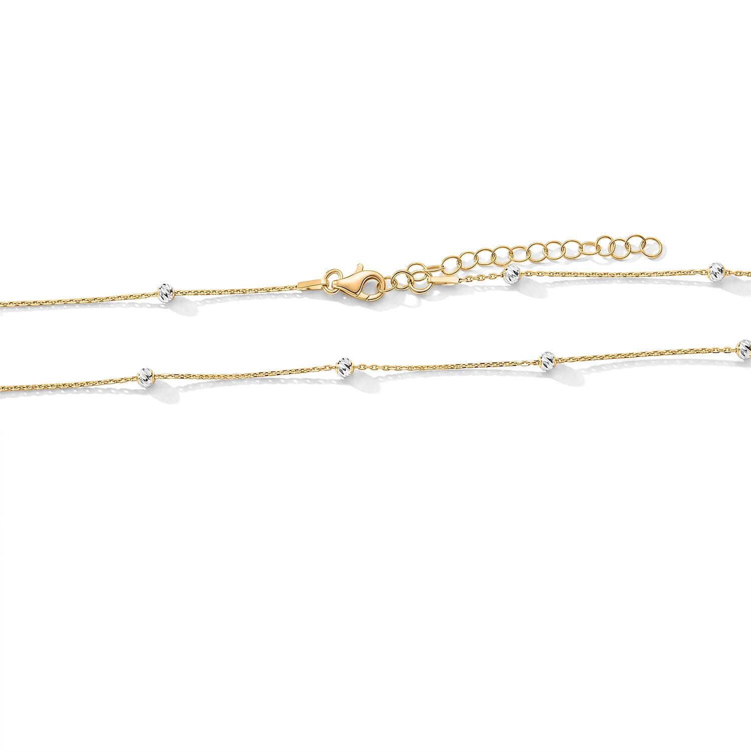 Italian 0.5mm Station Round Jianzi Necklace in 14K Yellow Gold Over and Sterling Silver 18 Inches 3.27 Grams