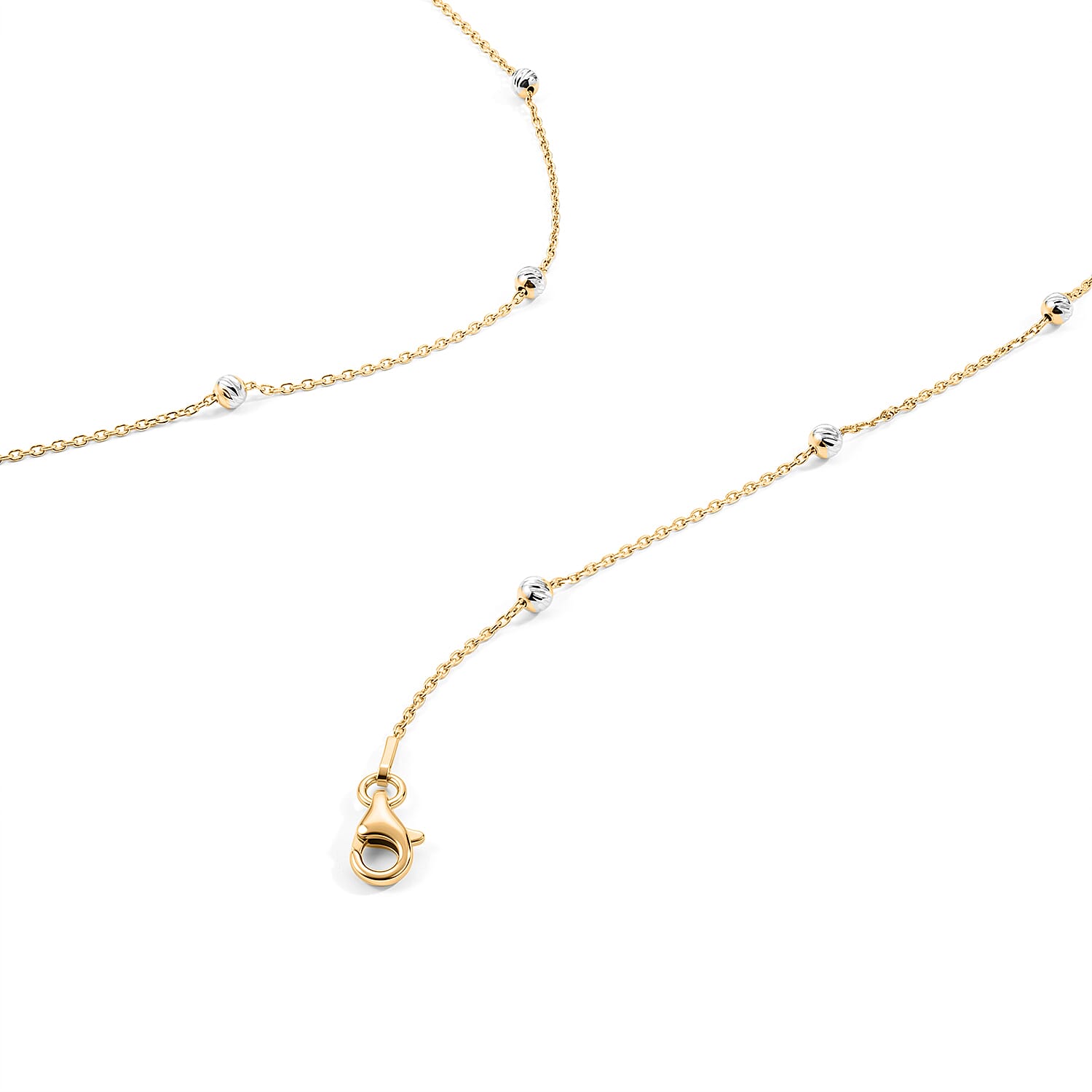 Italian 0.5mm Station Round Jianzi Necklace in 14K Yellow Gold Over and Sterling Silver 18 Inches 3.27 Grams