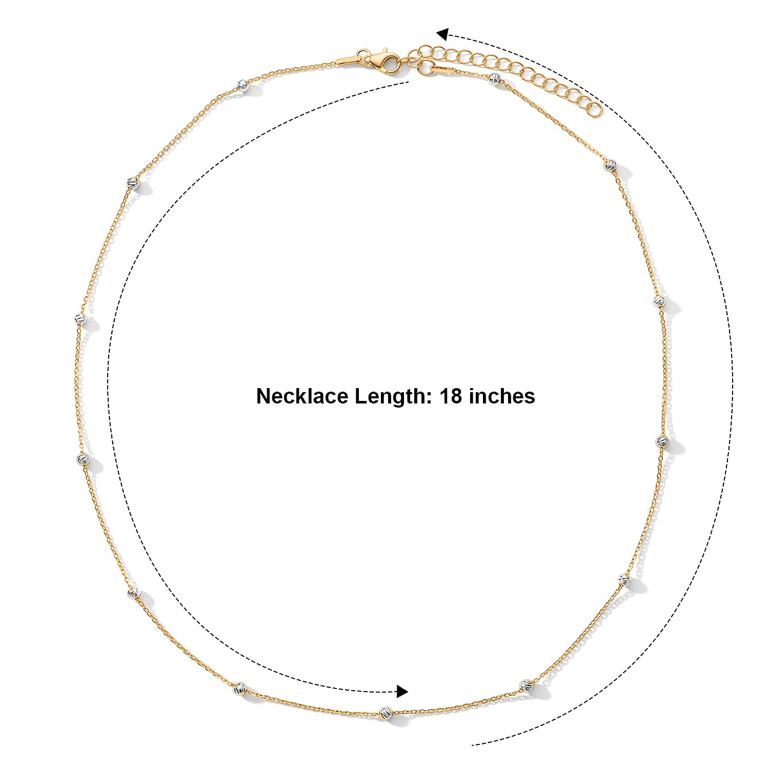 Italian 0.5mm Station Round Jianzi Necklace in 14K Yellow Gold Over and Sterling Silver 18 Inches 3.27 Grams