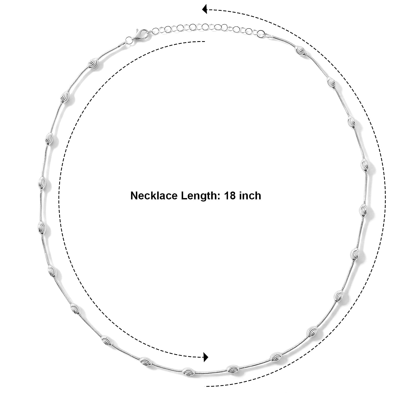 Italian 0.6mm Round Snake and Station Moon Necklace in Rhodium Over Sterling Silver 18 Inches 6.51 Grams