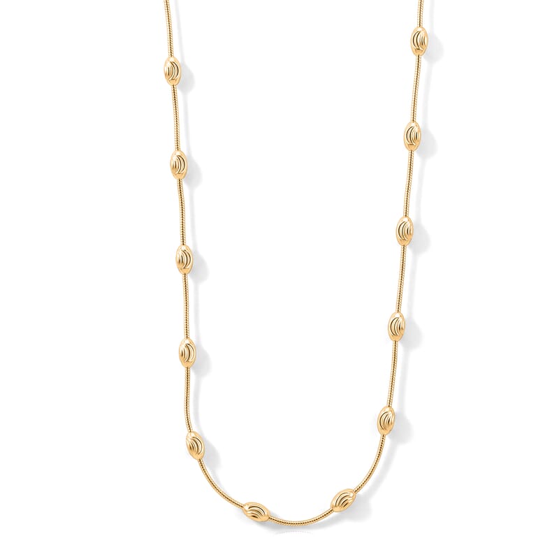 Italian 0.6mm Round Snake and Station Moon Necklace in 14K Yellow Gold Over Sterling Silver 18 Inches 6.51 Grams
