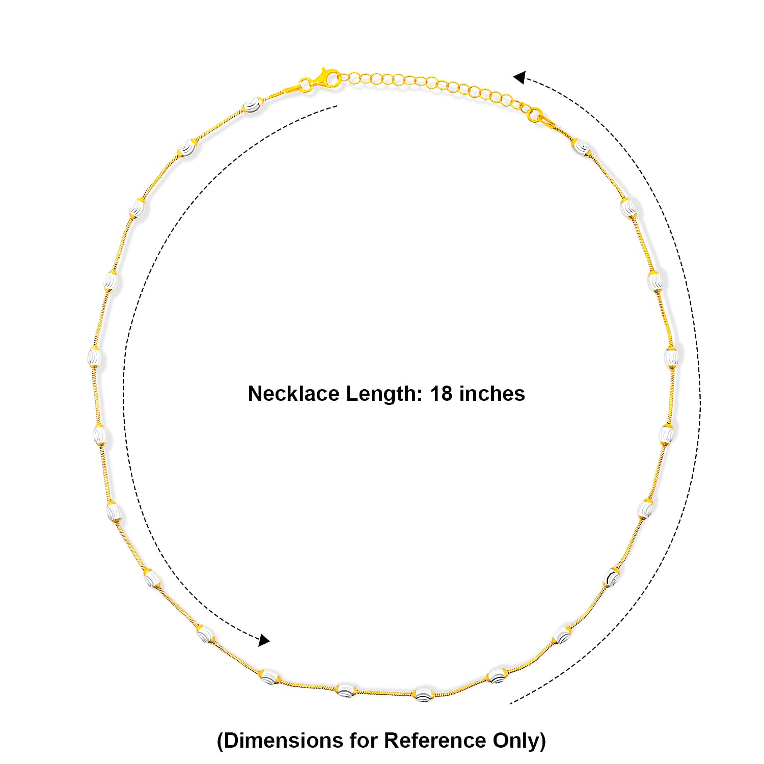 Italian 0.6mm Round Snake and Station Moon Necklace in 14K Yellow Gold Over and Sterling Silver 18 Inches 6.51 Grams