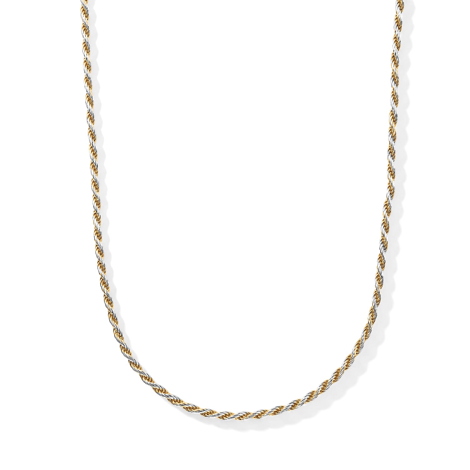 2.5mm Rope Pyramid Pave Necklace in 14K Yellow Gold Over and Sterling Silver 18 Inches 8.83 Grams