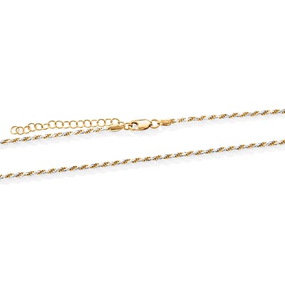2.5mm Rope Pyramid Pave Necklace in 14K Yellow Gold Over and Sterling Silver 18 Inches 8.83 Grams