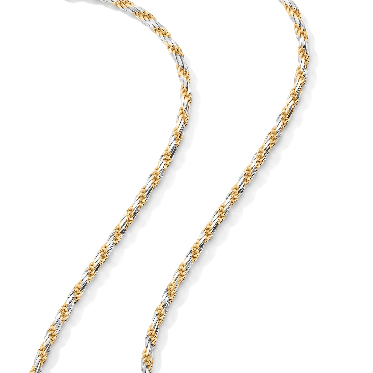 2.5mm Rope Pyramid Pave Necklace in 14K Yellow Gold Over and Sterling Silver 18 Inches 8.83 Grams