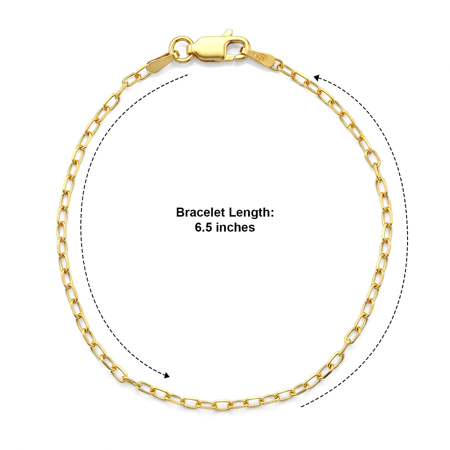 Italian 2.5mm Marina Chain Bracelet in 14K YG Over Sterling Silver (6.50 In) 1.35 Grams