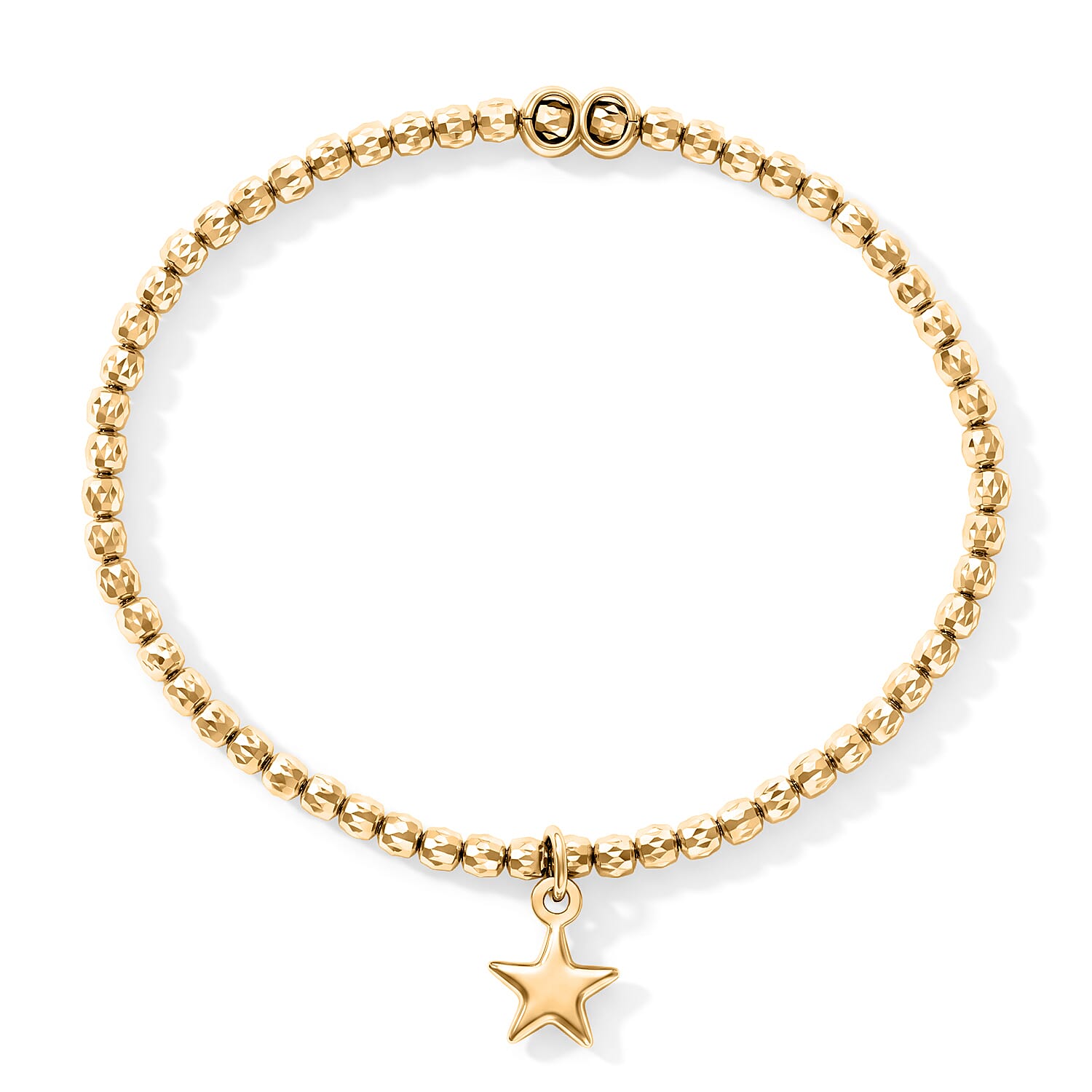 Italian 0.6mm New Strech Chain Bracelet with Charm in 14K Yellow Gold Over Sterling Silver 5 Grams