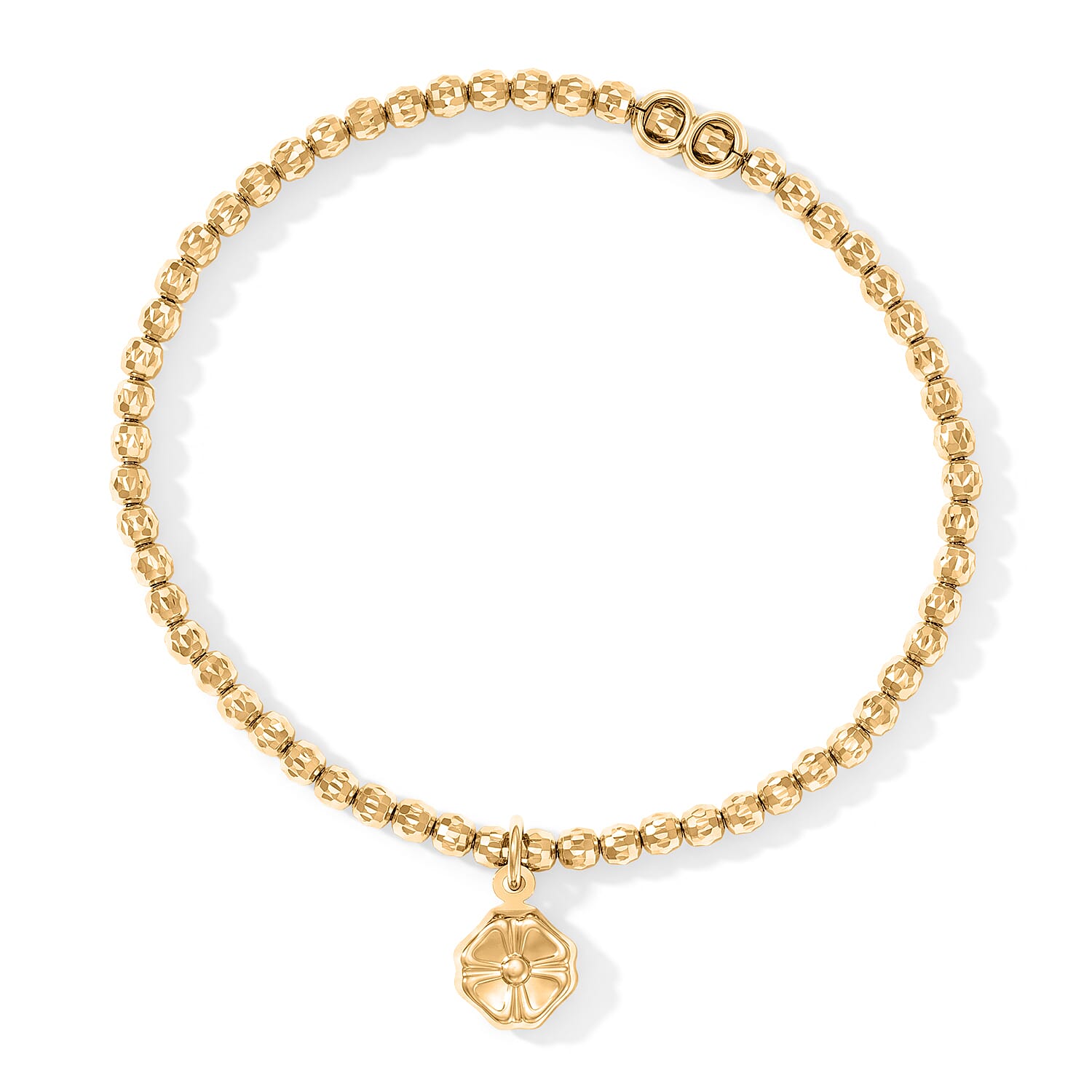 Italian 0.6mm New Strech Chain Bracelet with Charm in 14K Yellow Gold Over Sterling Silver 5 Grams