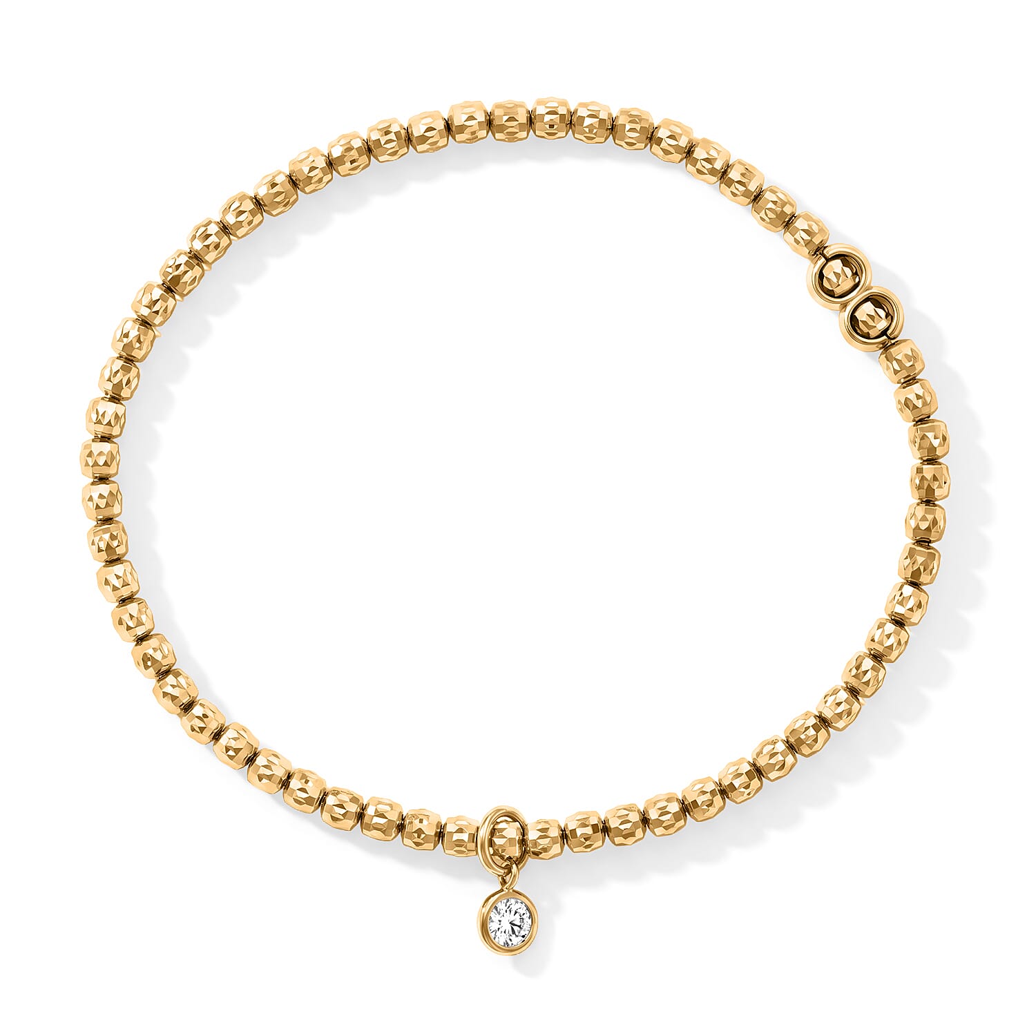 Italian 0.6mm New Strech Chain Bracelet with Charm in 14K Yellow Gold Over Sterling Silver 5 Grams