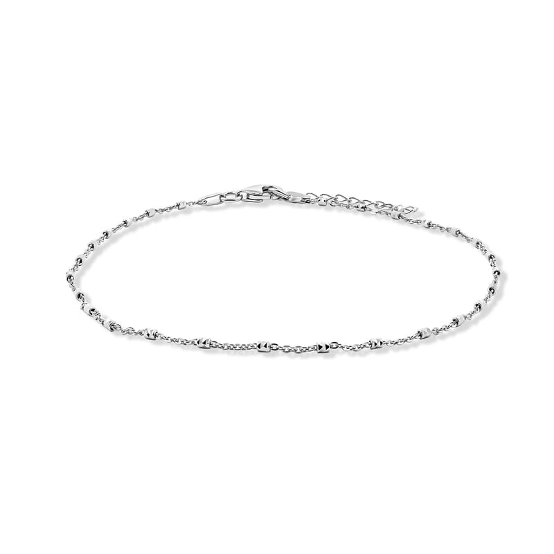 Italian 1.4mm Tube Brite Long Chain Bracelet in Rhodium Over Sterling Silver (9.00 In) 1.45 Grams