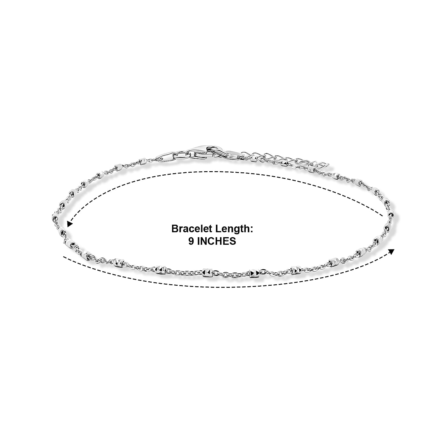 Italian 1.4mm Tube Brite Long Chain Bracelet in Rhodium Over Sterling Silver (9.00 In) 1.45 Grams