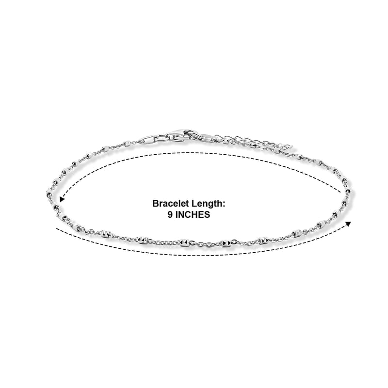 Italian 1.4mm Tube Brite Long Chain Bracelet in Rhodium Over Sterling Silver (9.00 In) 1.45 Grams