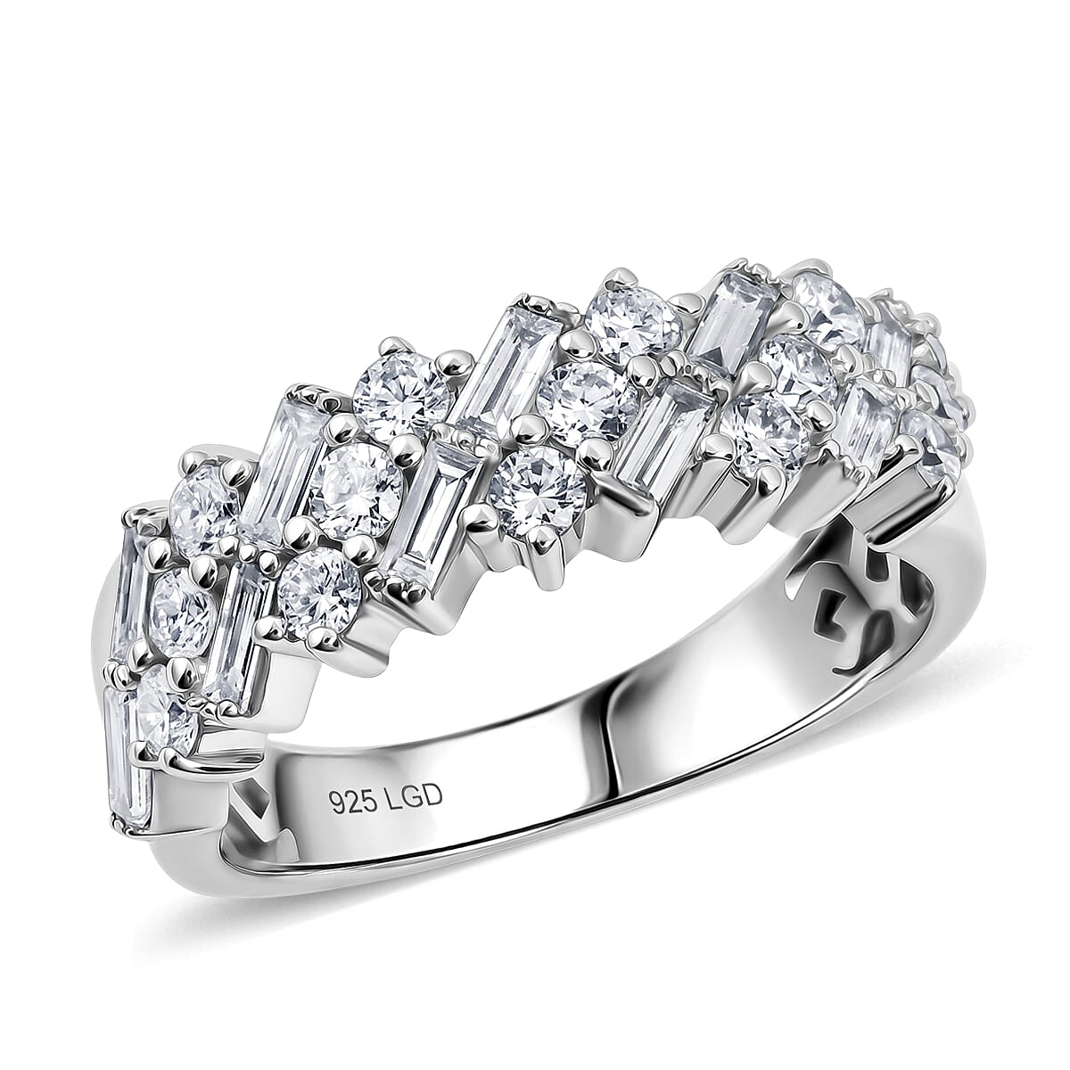 Luxuriant Lab Grown Diamond G VS 1.10 ctw Band Ring in Rhodium Over Sterling Silver (Size 6.0)