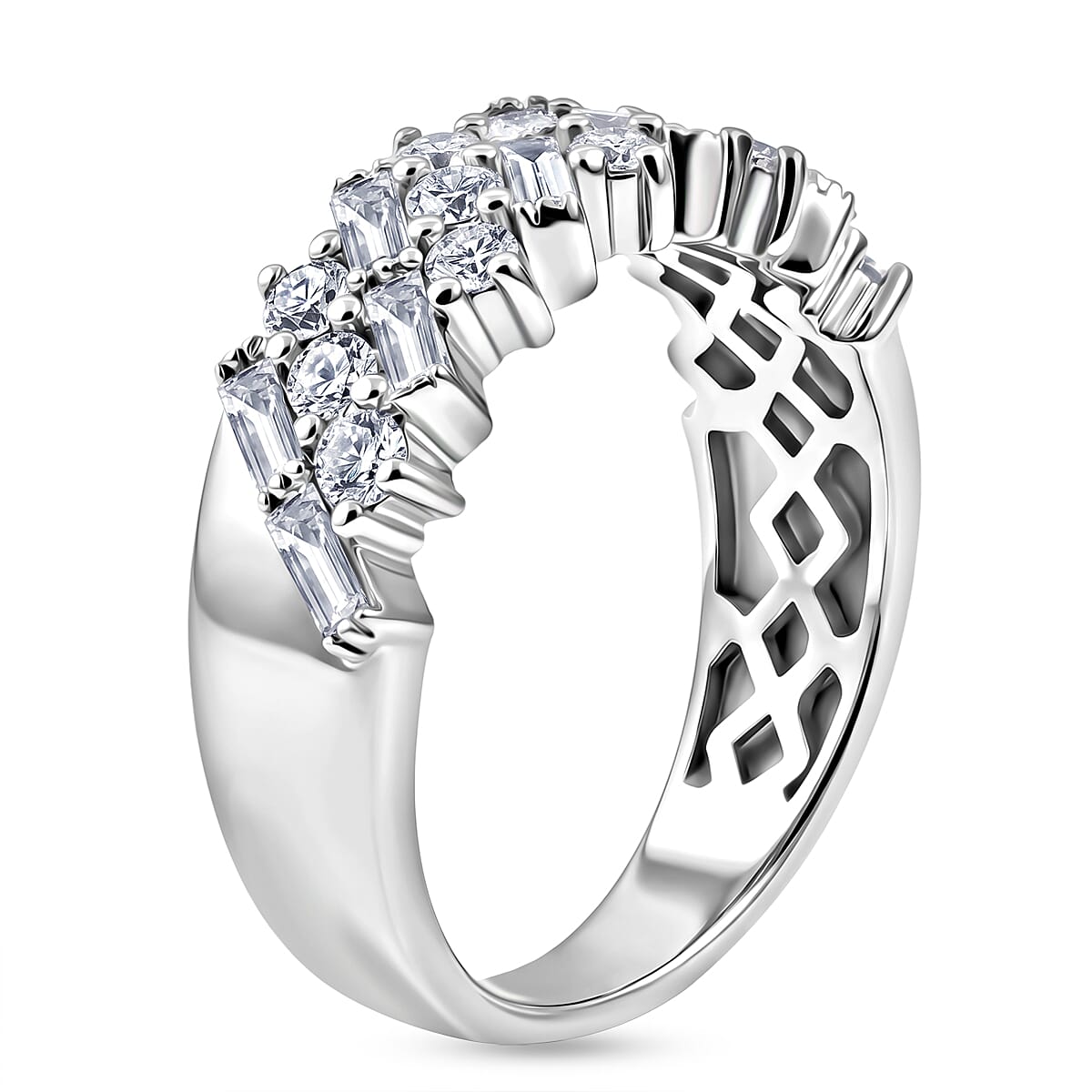 Luxuriant Lab Grown Diamond G VS 1.10 ctw Band Ring in Rhodium Over Sterling Silver (Size 6.0)
