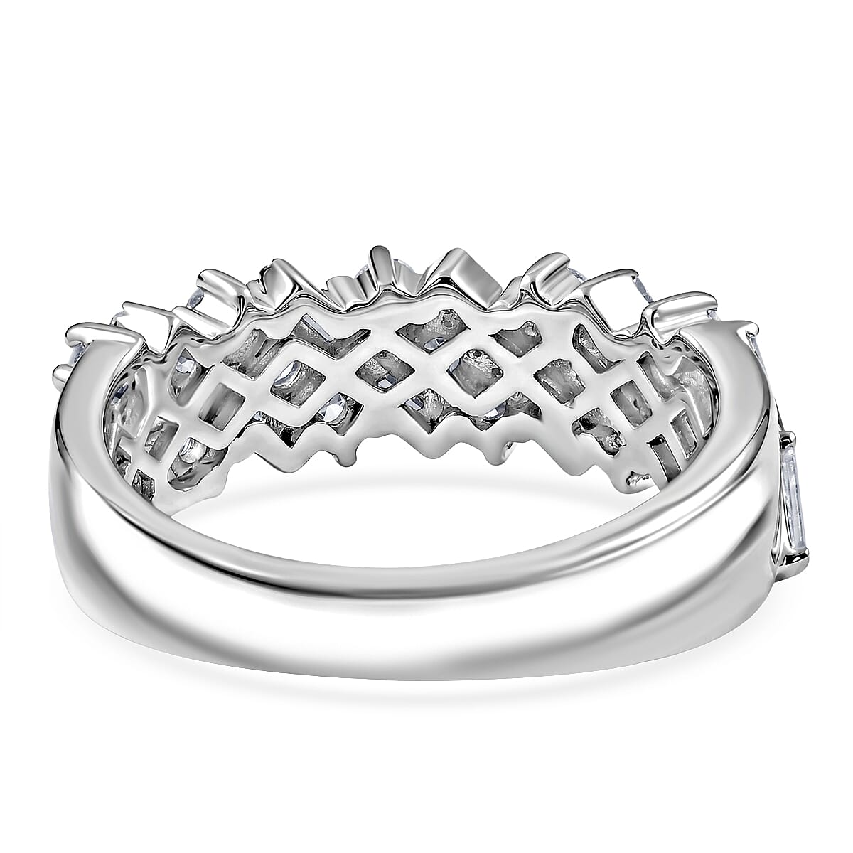 Luxuriant Lab Grown Diamond G VS 1.10 ctw Band Ring in Rhodium Over Sterling Silver (Size 6.0)