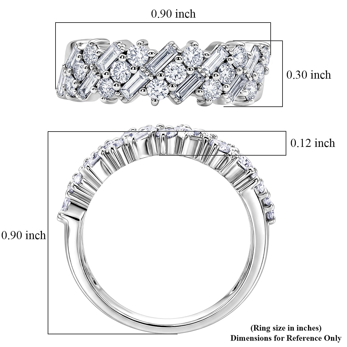 Luxuriant Lab Grown Diamond G VS 1.10 ctw Band Ring in Rhodium Over Sterling Silver (Size 6.0)