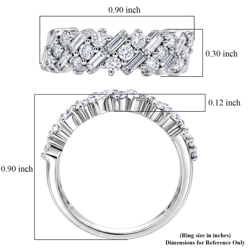 Luxuriant Lab Grown Diamond G VS 1.10 ctw Band Ring in Rhodium Over Sterling Silver (Size 6.0)