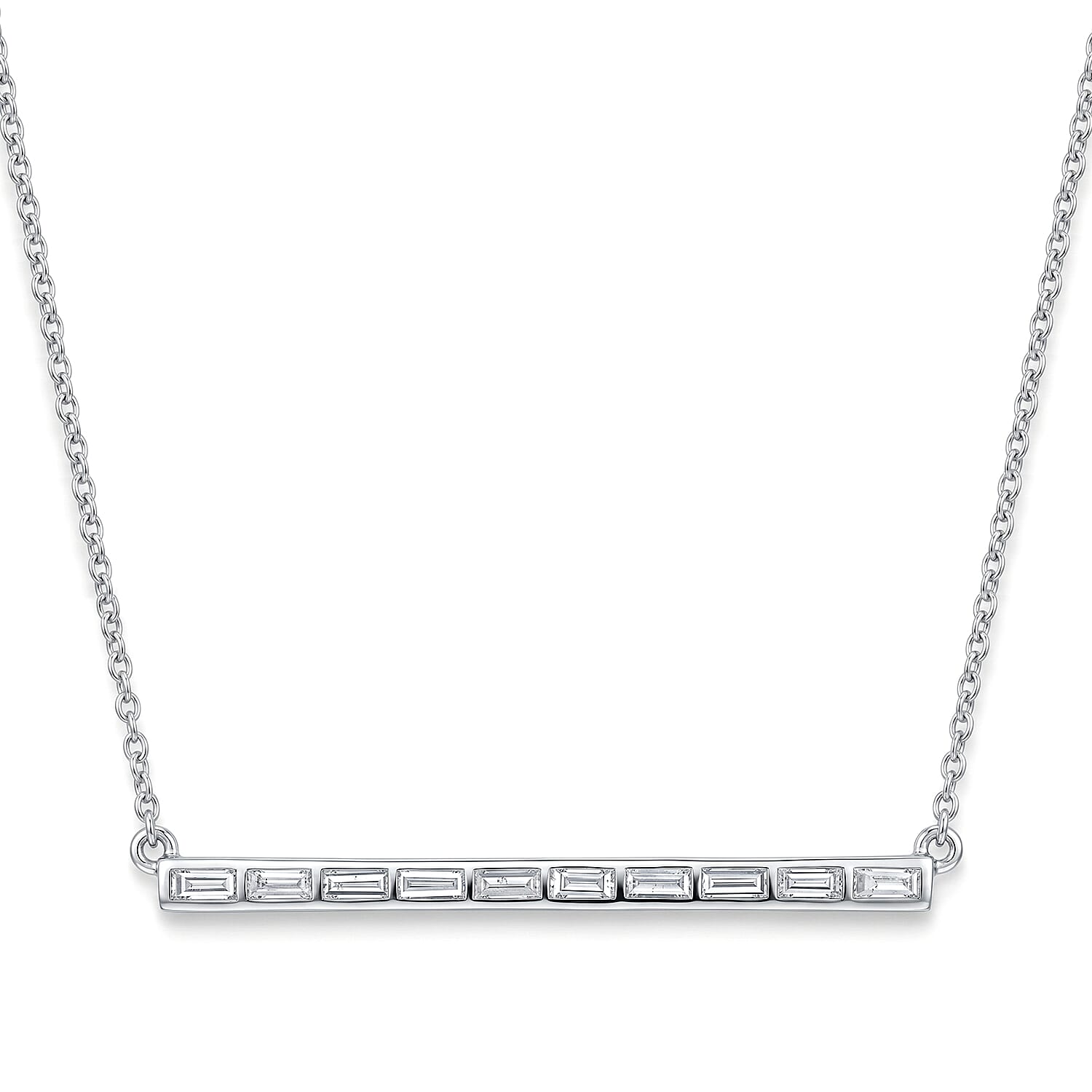 Luxuriant Lab Grown Diamond G VS 0.30 ctw Band Necklace in Rhodium Over Sterling Silver 18-20 Inches