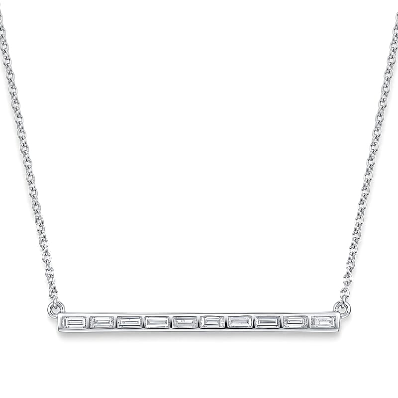 Luxuriant Lab Grown Diamond G VS 0.30 ctw Band Necklace in Rhodium Over Sterling Silver 18-20 Inches