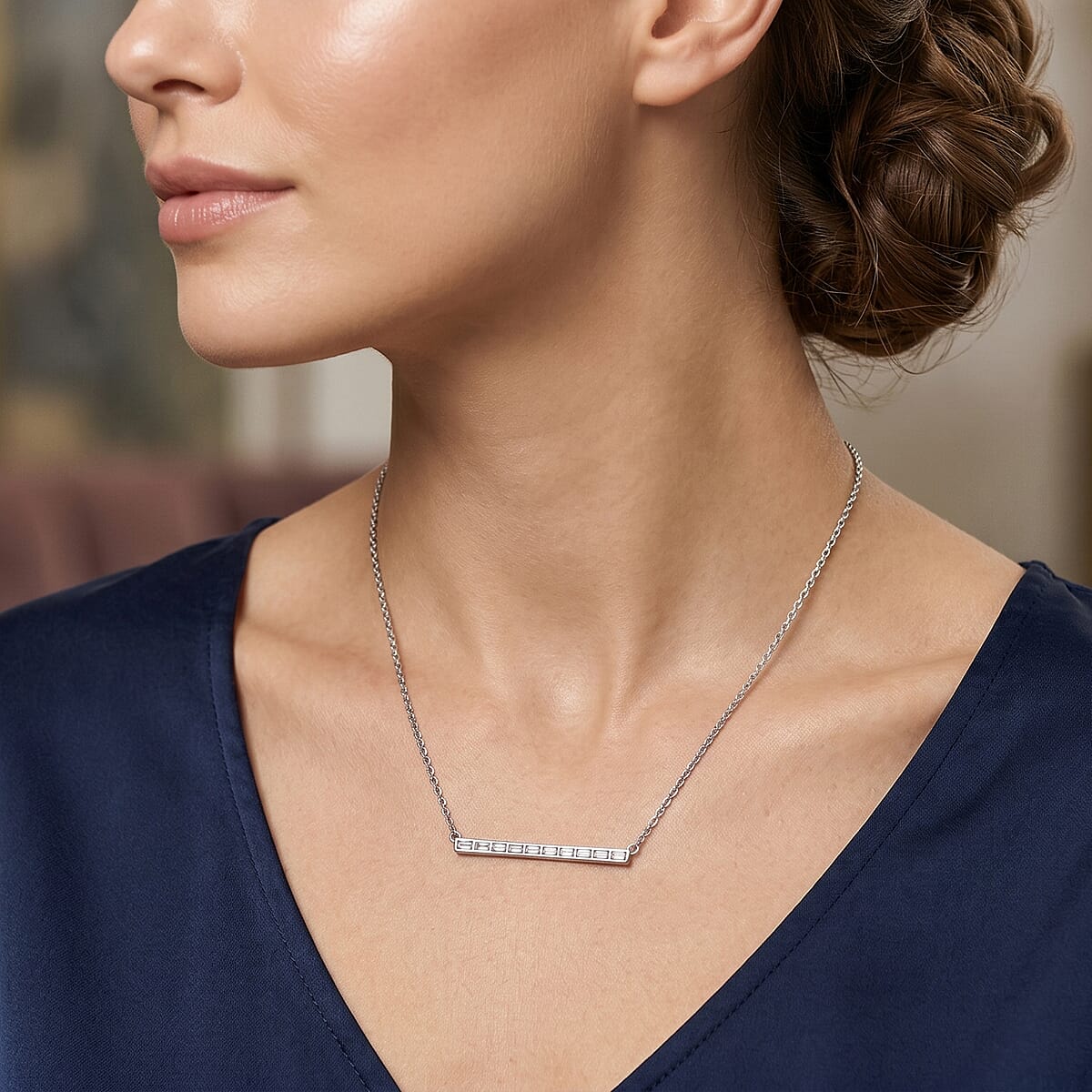 Luxuriant Lab Grown Diamond G VS 0.30 ctw Band Necklace in Rhodium Over Sterling Silver 18-20 Inches  image number 2