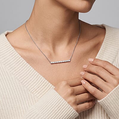 Luxuriant Lab Grown Diamond G VS 0.30 ctw Band Necklace in Rhodium Over Sterling Silver 18-20 Inches