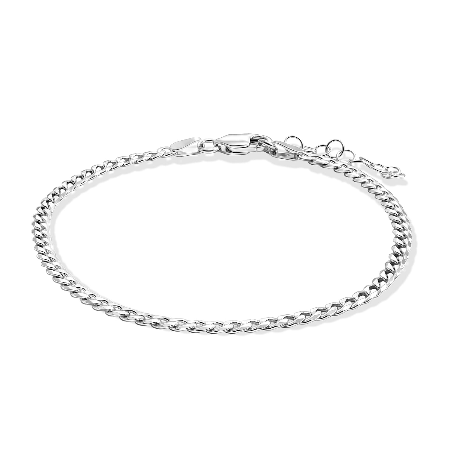 3.5mm Grumeta Super Flat Light Chain Bracelet in Sterling Silver (7.00 In) 2.45 Grams
