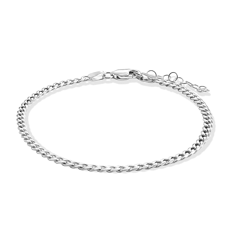 3.5mm Grumeta Super Flat Light Chain Bracelet in Sterling Silver (7.00 In) 2.45 Grams